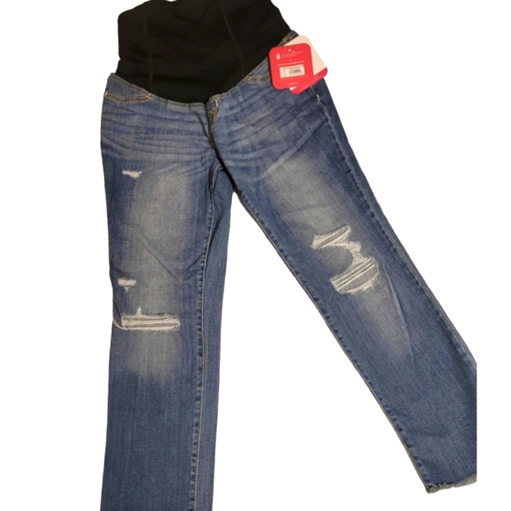 Maternity Jeans straight crop distressed sz 0